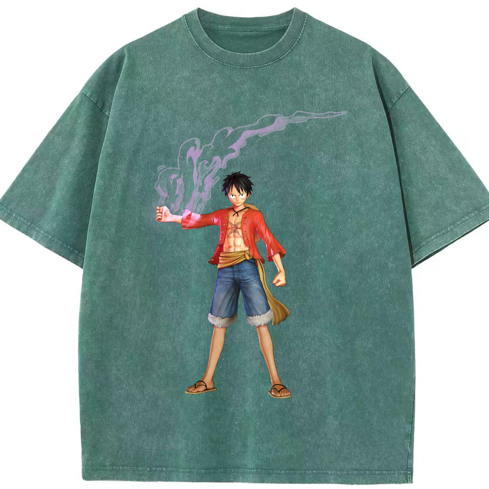 ワンピース モンキー・D・ルフィ ONE PIECE Monkey D. Luffy 綿100% ヴィンテージ風 半袖Tシャツ（フロントプリント）